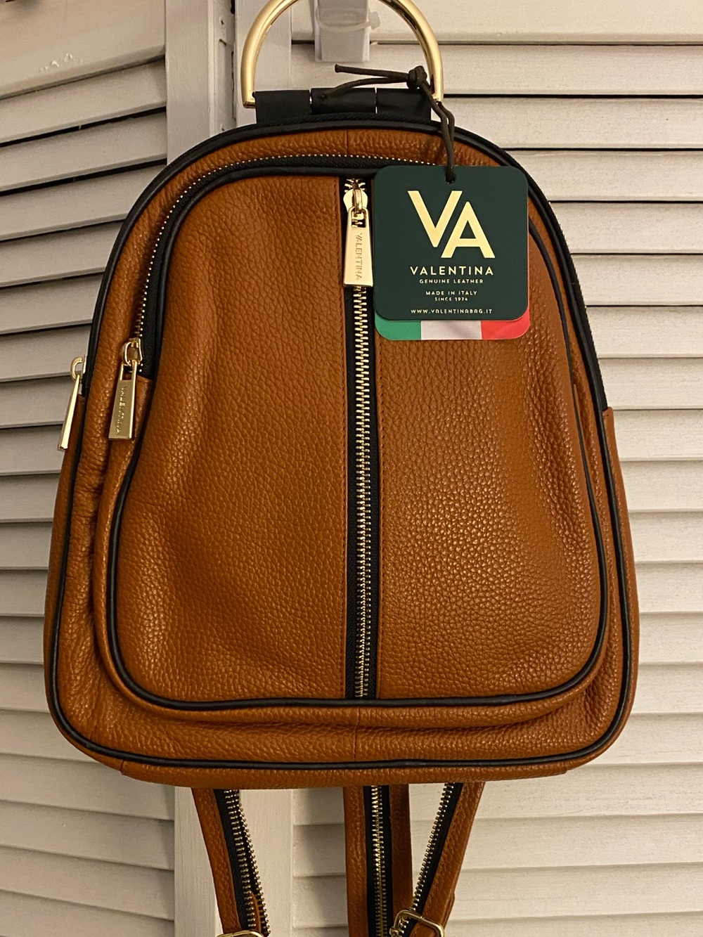 Valentina Leather Backpack with Gold Hardware
